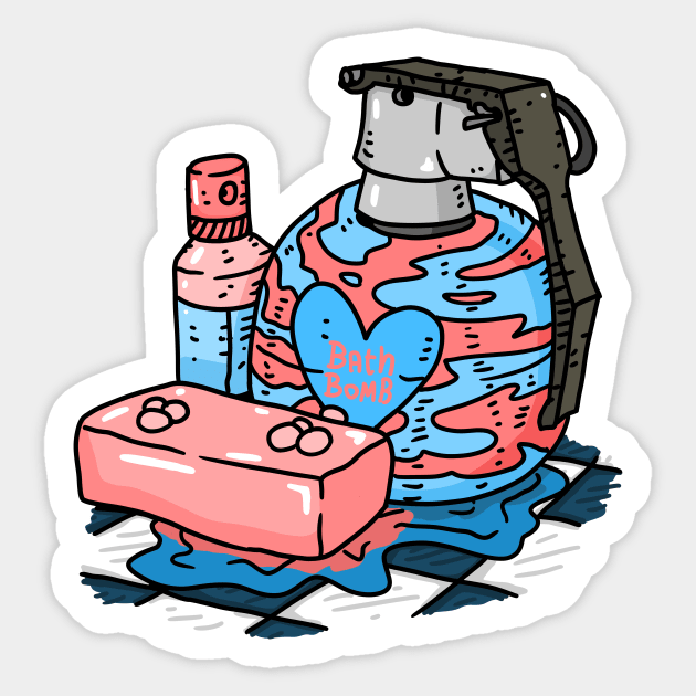 bath bomb grenade, blue and pink. Sticker by JJadx